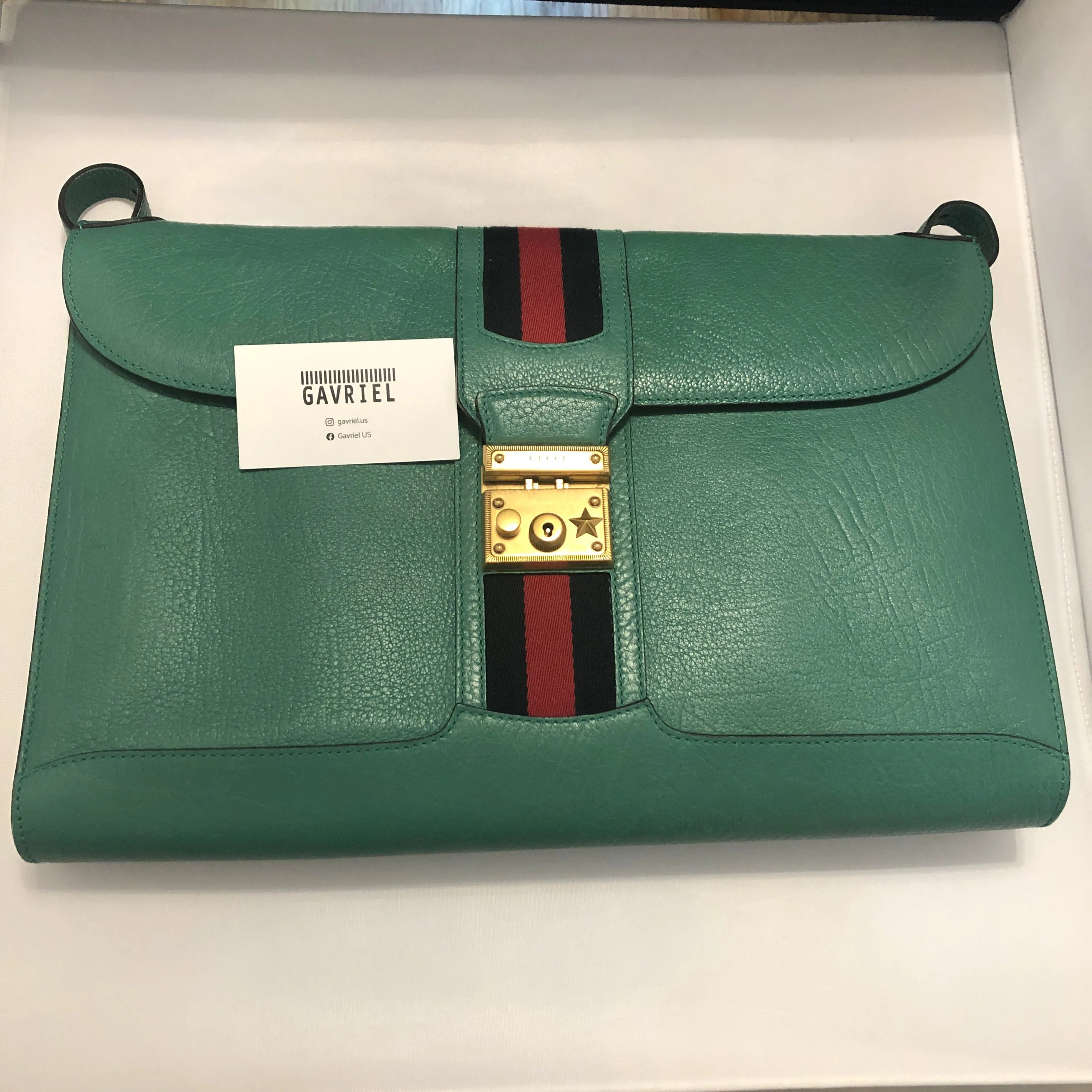 Gucci Messenger Bag with Web in Green