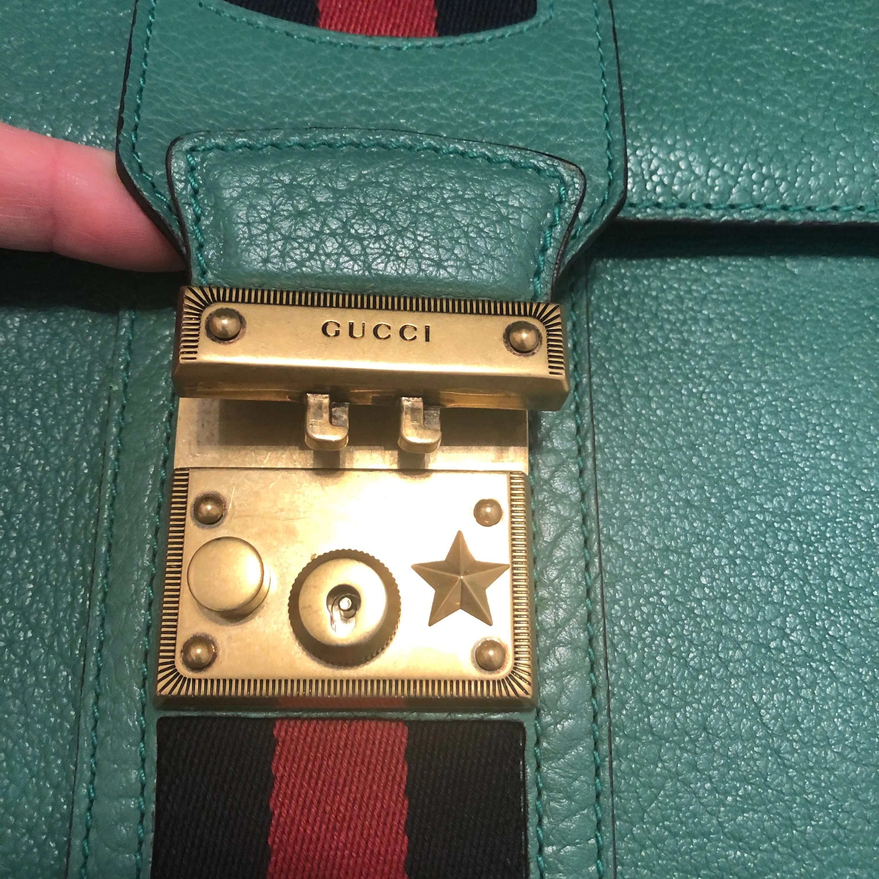 Gucci Messenger Bag with Web in Green