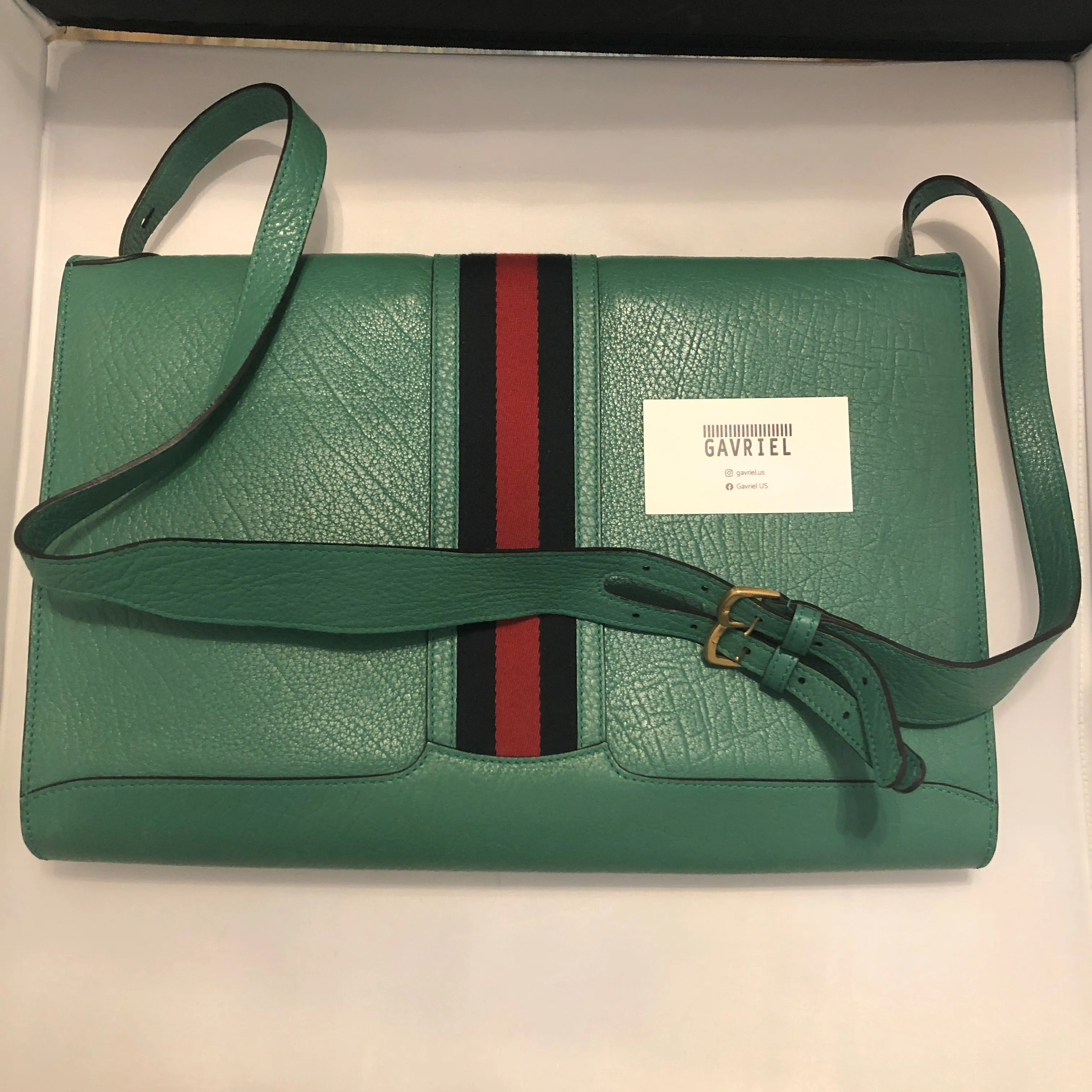 Gucci Messenger Bag with Web in Green