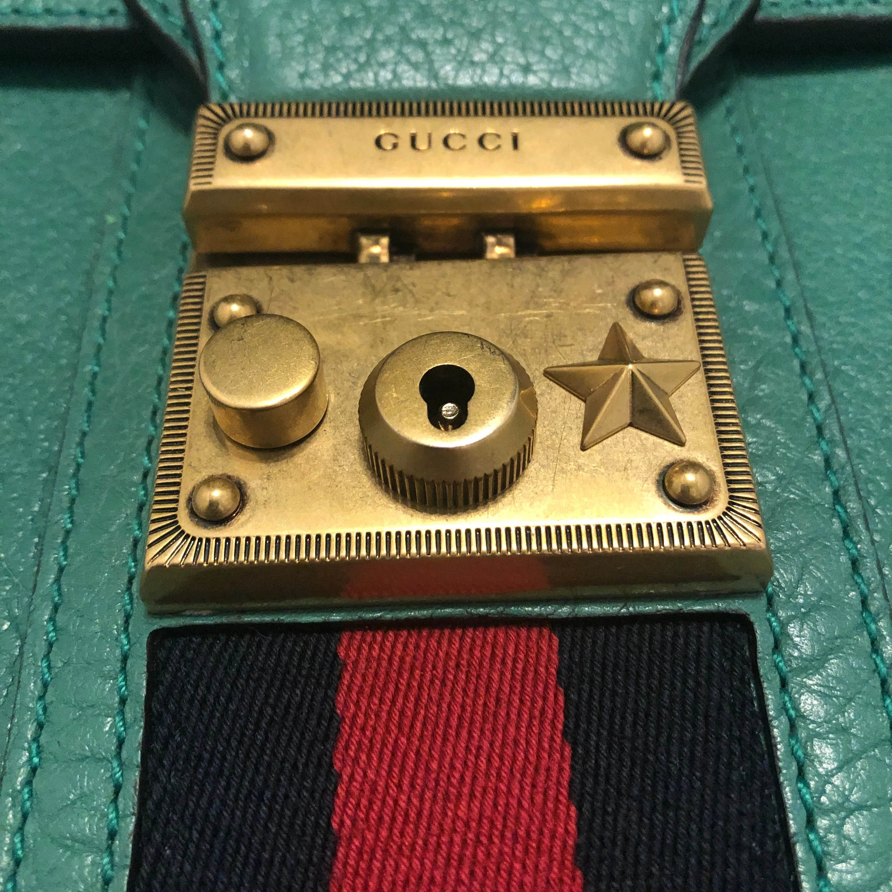 Gucci Messenger Bag with Web in Green
