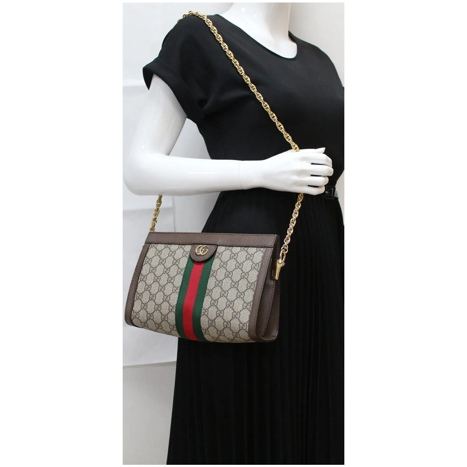 Gucci Ophidia GG Small Supreme Canvas Shoulder Bag Beige 503877