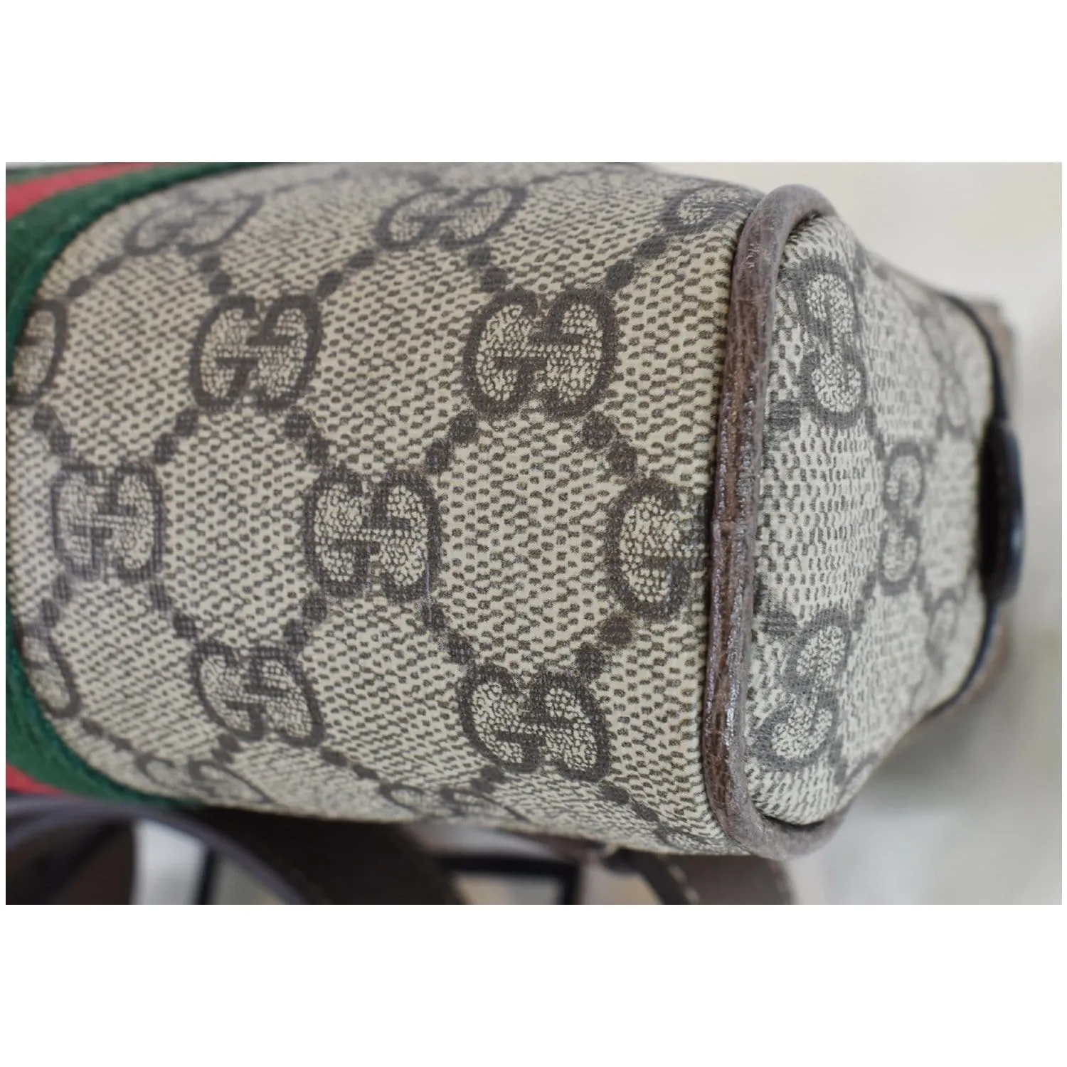 GUCCI Ophidia Small GG Supreme Canvas Web Belt Bag Brown 517076