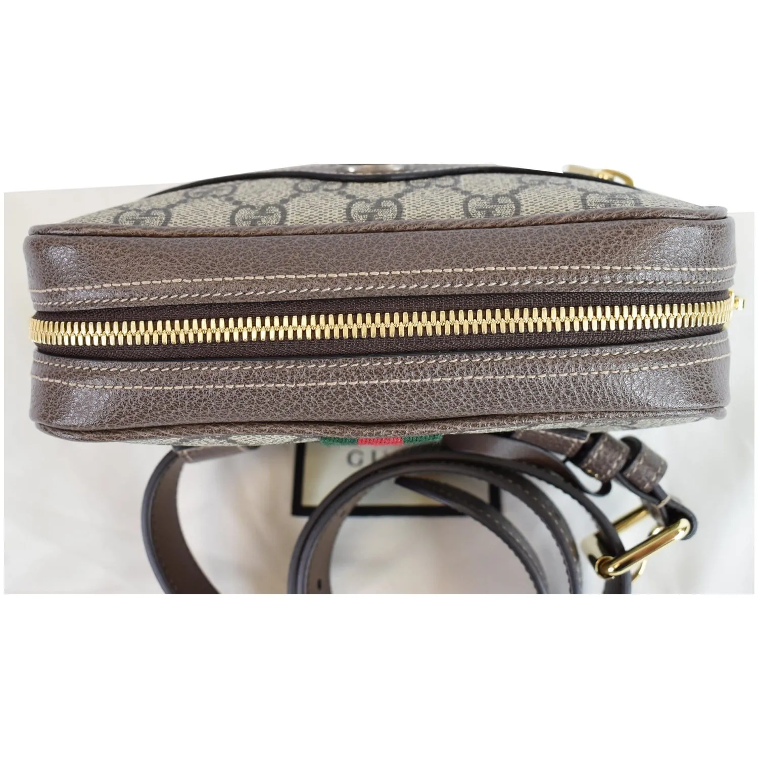 GUCCI Ophidia Small GG Supreme Canvas Web Belt Bag Brown 517076
