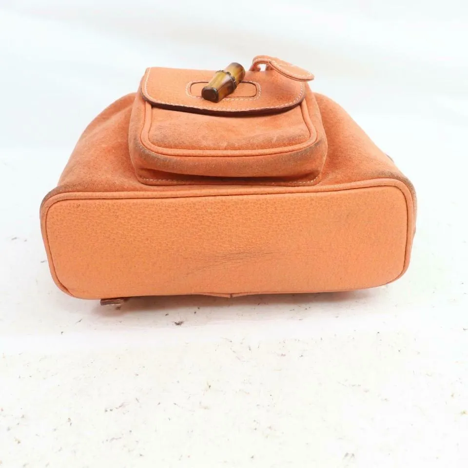 Gucci Orange Suede Bamboo Mini Backpack 855719