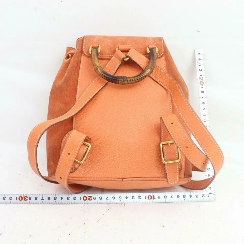 Gucci Orange Suede Bamboo Mini Backpack 855719