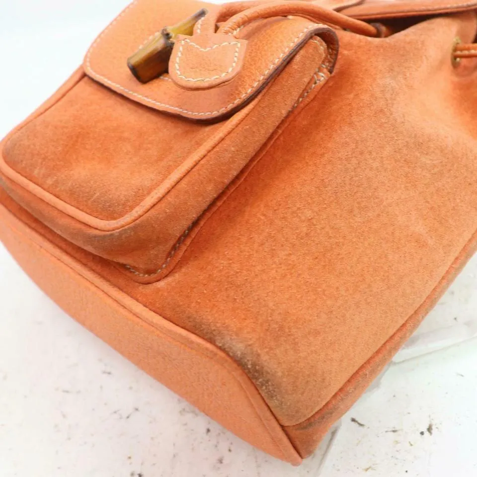 Gucci Orange Suede Bamboo Mini Backpack 855719