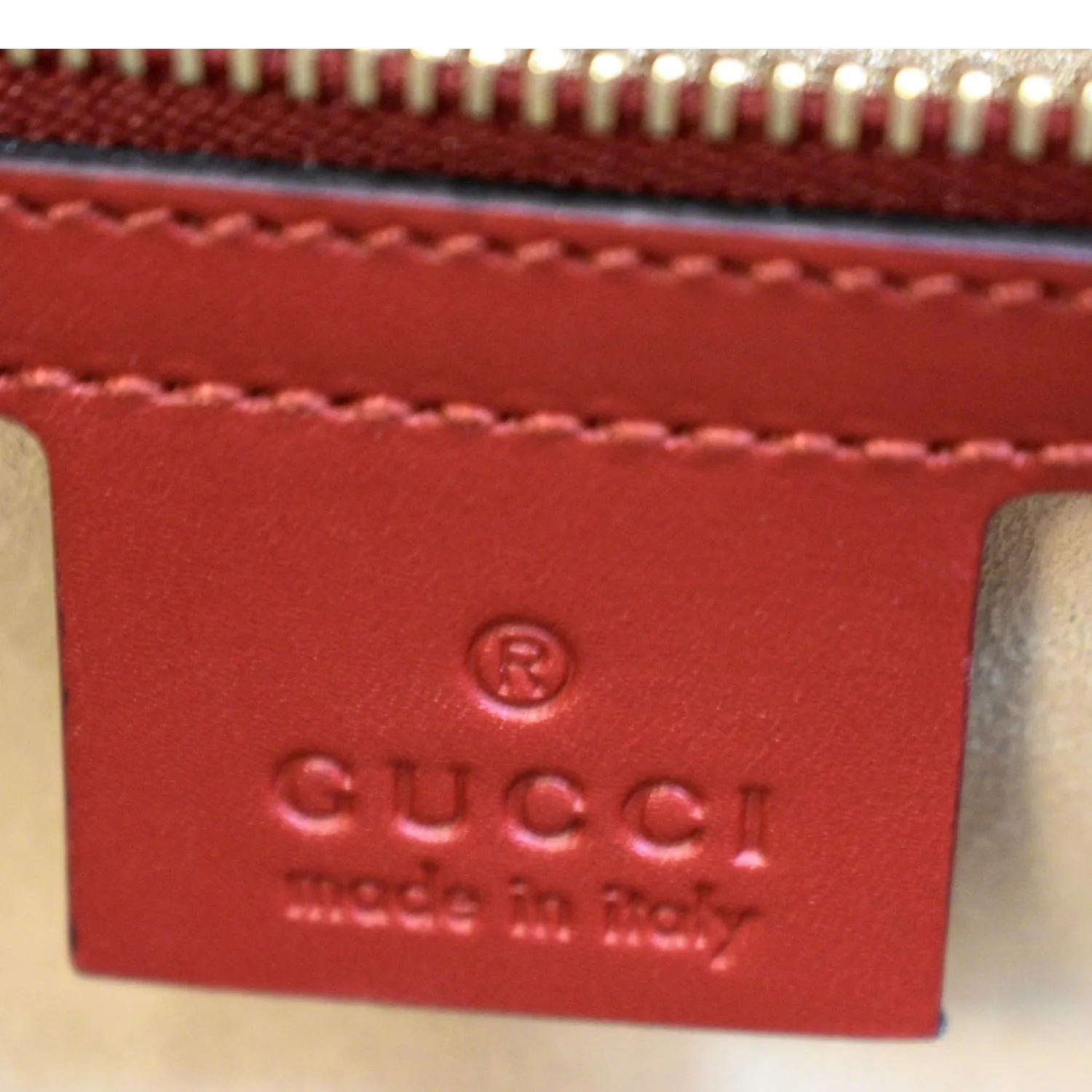 GUCCI Signature Medium Padlock Leather Top Handle Shoulder Bag Red 428208