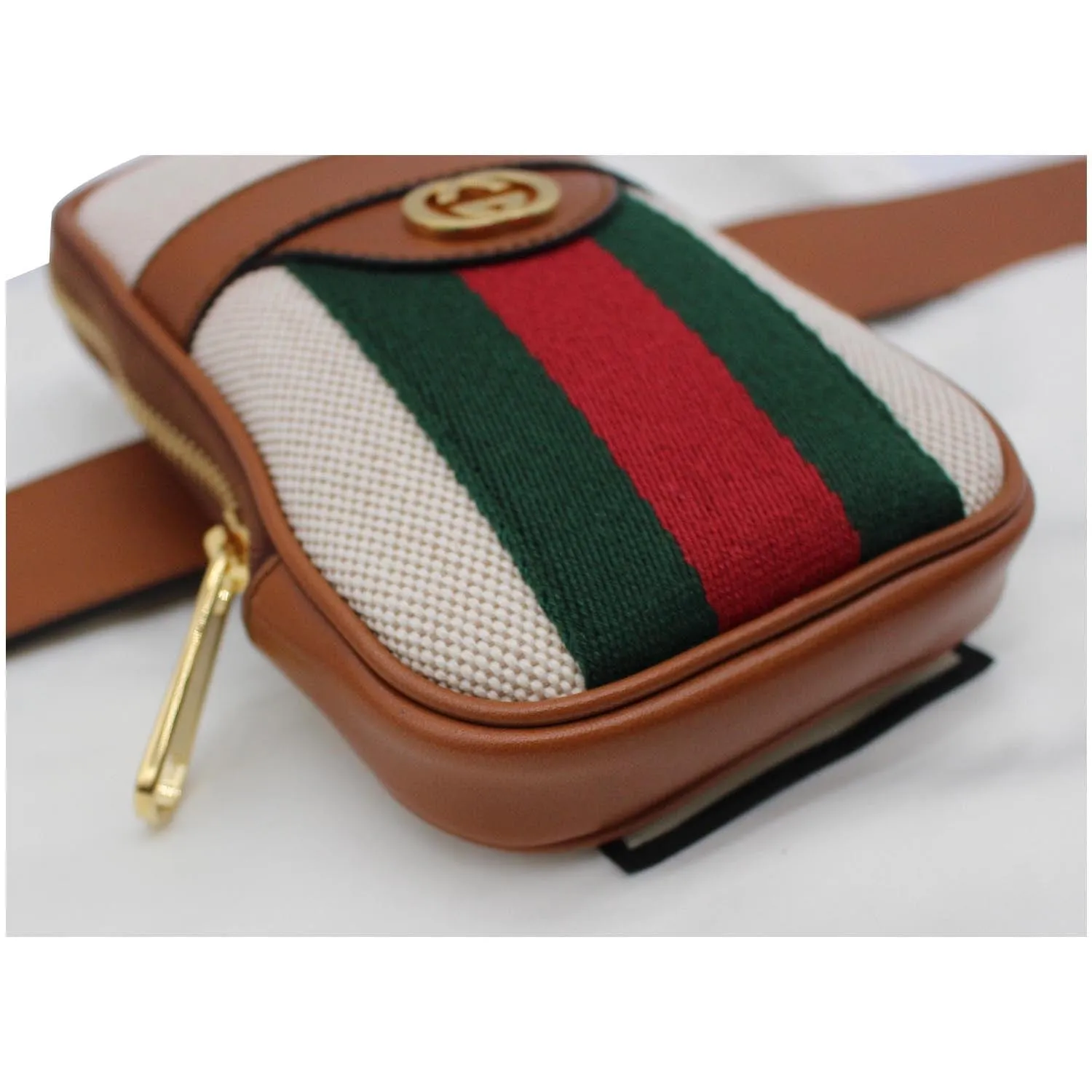 GUCCI Vintage Canvas Phone Case Belt Bag Dark Brown 581519