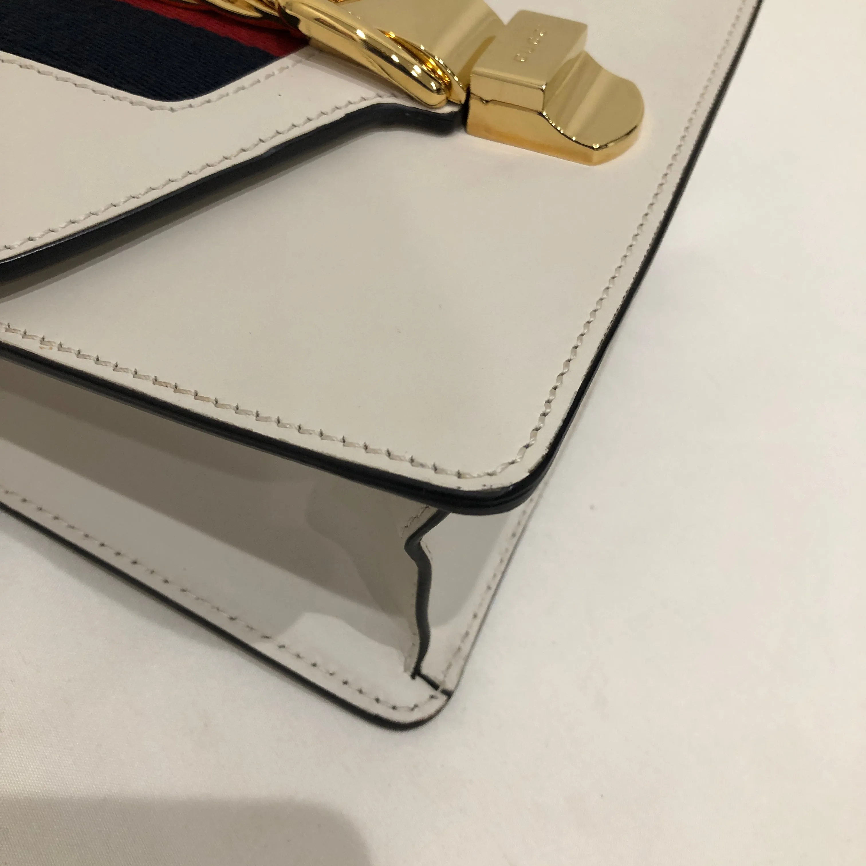 Gucci White Leather Small Sylvie Shoulder Bag Sku# 82794