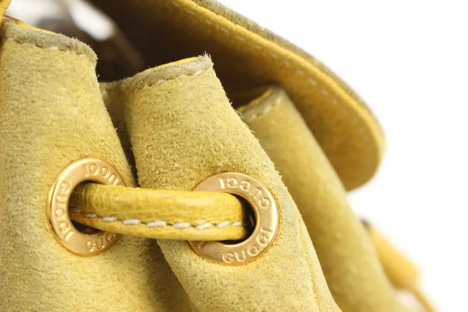 Gucci Yellow Suede Mini Bamboo Backpack 54gz421s