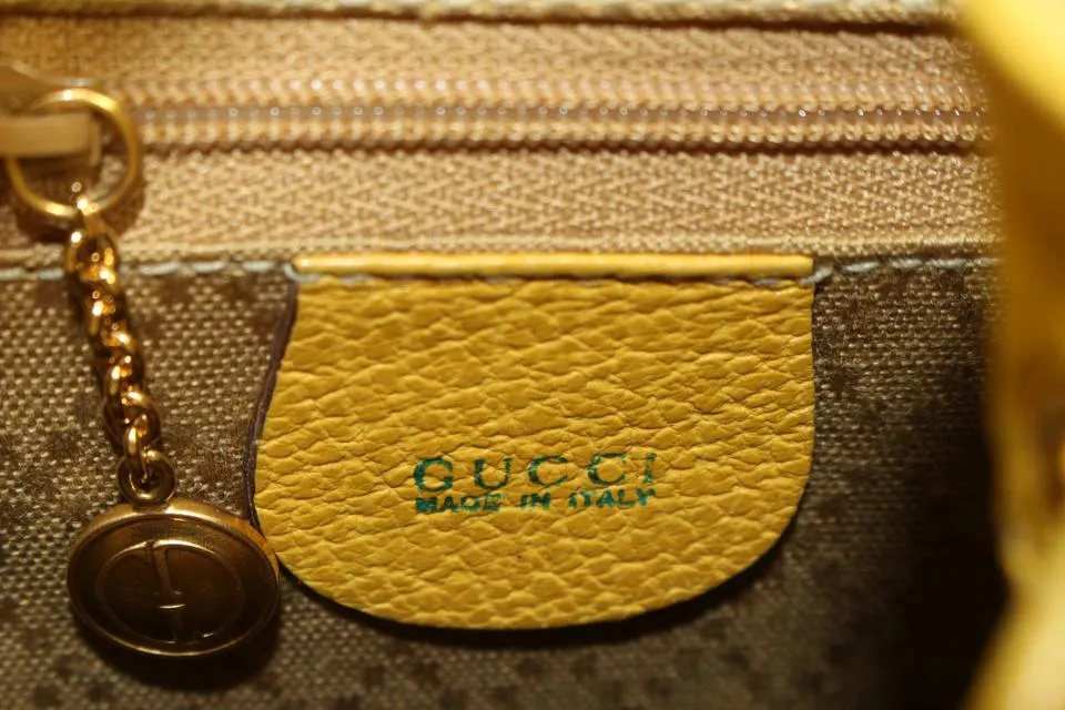 Gucci Yellow Suede Mini Bamboo Backpack 54gz421s