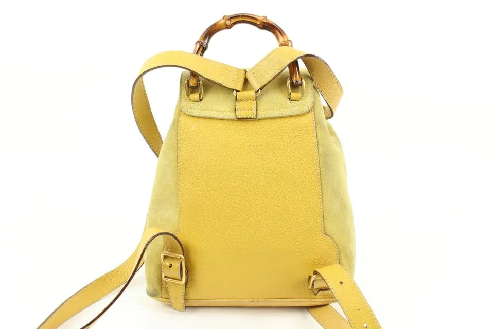 Gucci Yellow Suede Mini Bamboo Backpack 54gz421s