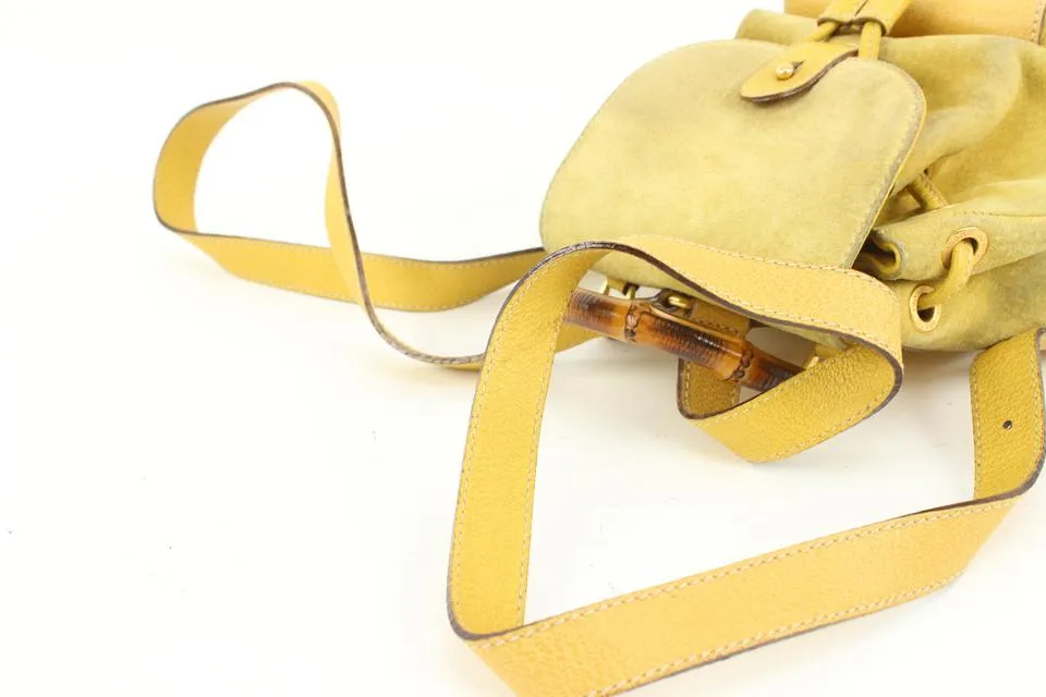 Gucci Yellow Suede Mini Bamboo Backpack 54gz421s