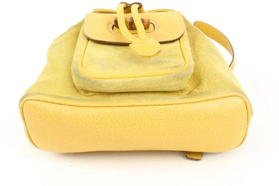 Gucci Yellow Suede Mini Bamboo Backpack 54gz421s