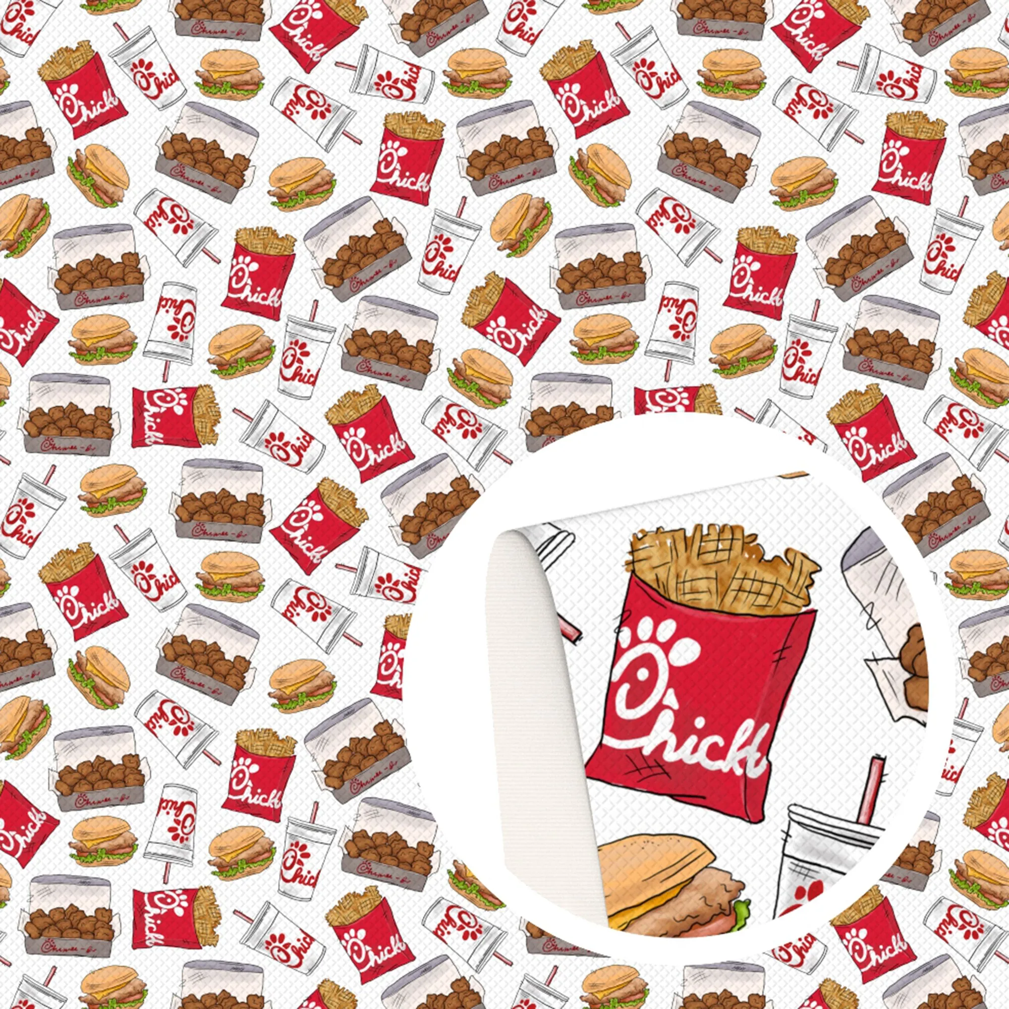 hamburger food printed fabric