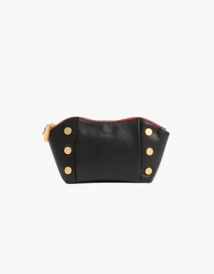 Hammitt Paul Pocket Clutch in Black Press & Brushed Gold with Red Zip