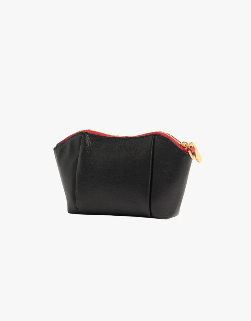 Hammitt Paul Pocket Clutch in Black Press & Brushed Gold with Red Zip