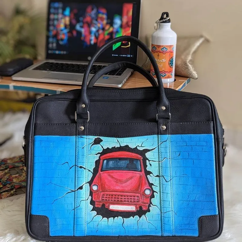 Hand Painted Car Laptop Bag