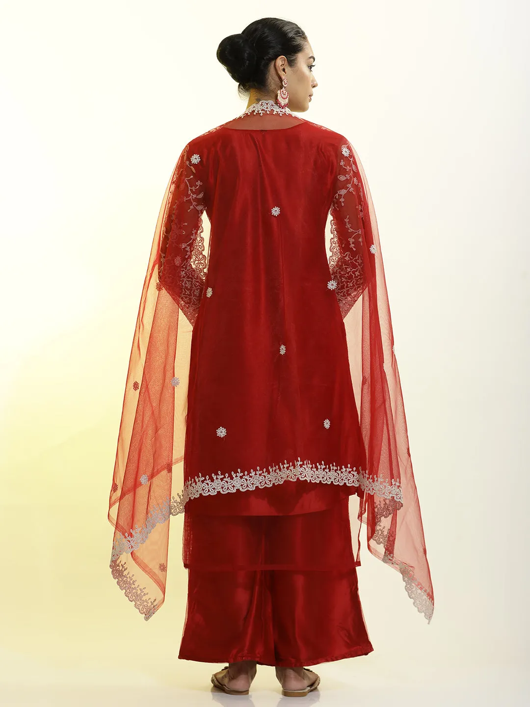 Heavy Embroidered Net Kurta Set With Dupatta