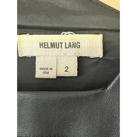 Helmut Lang Leather Accent Mini Tank Dress •2• Black Zippered Warped Suiting
