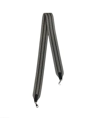 Hermes 2018 Black/White Toile Canvas Noir Leather Sangle Cavale 50mm Bag Strap