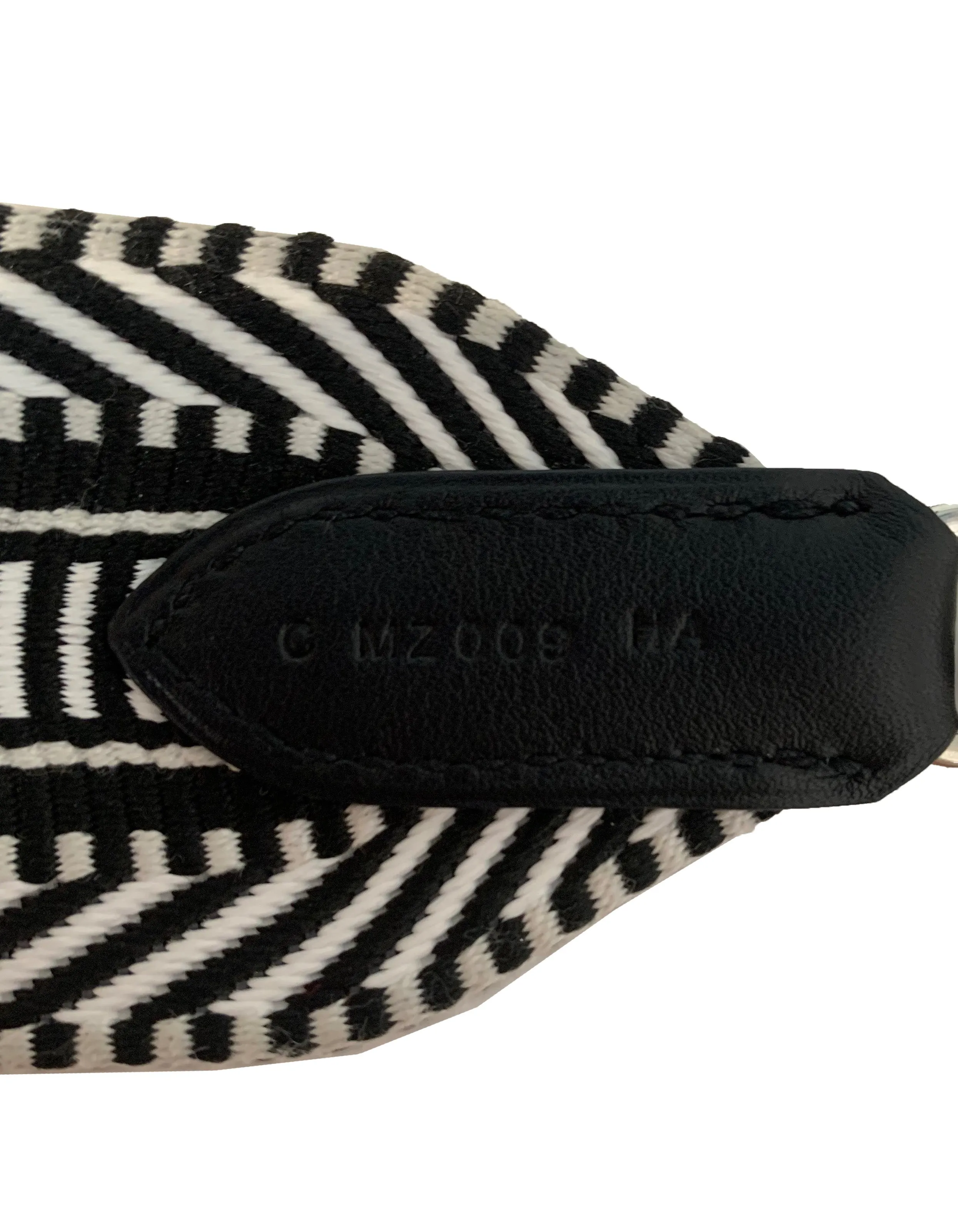 Hermes 2018 Black/White Toile Canvas Noir Leather Sangle Cavale 50mm Bag Strap