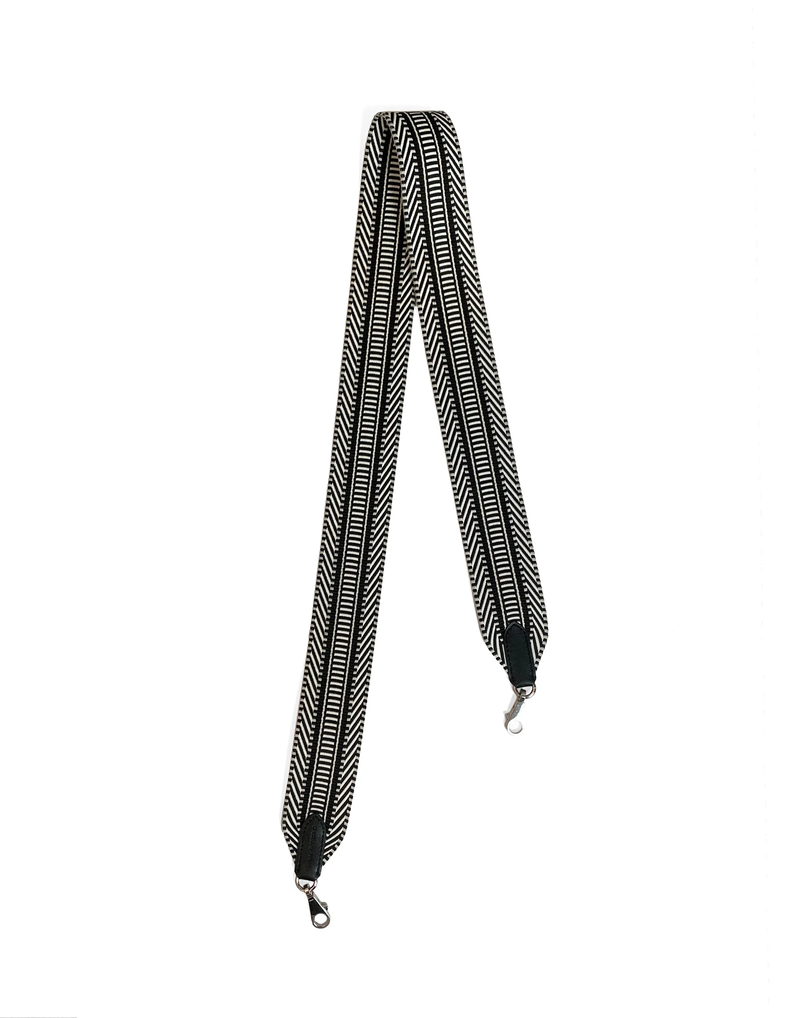 Hermes 2018 Black/White Toile Canvas Noir Leather Sangle Cavale 50mm Bag Strap