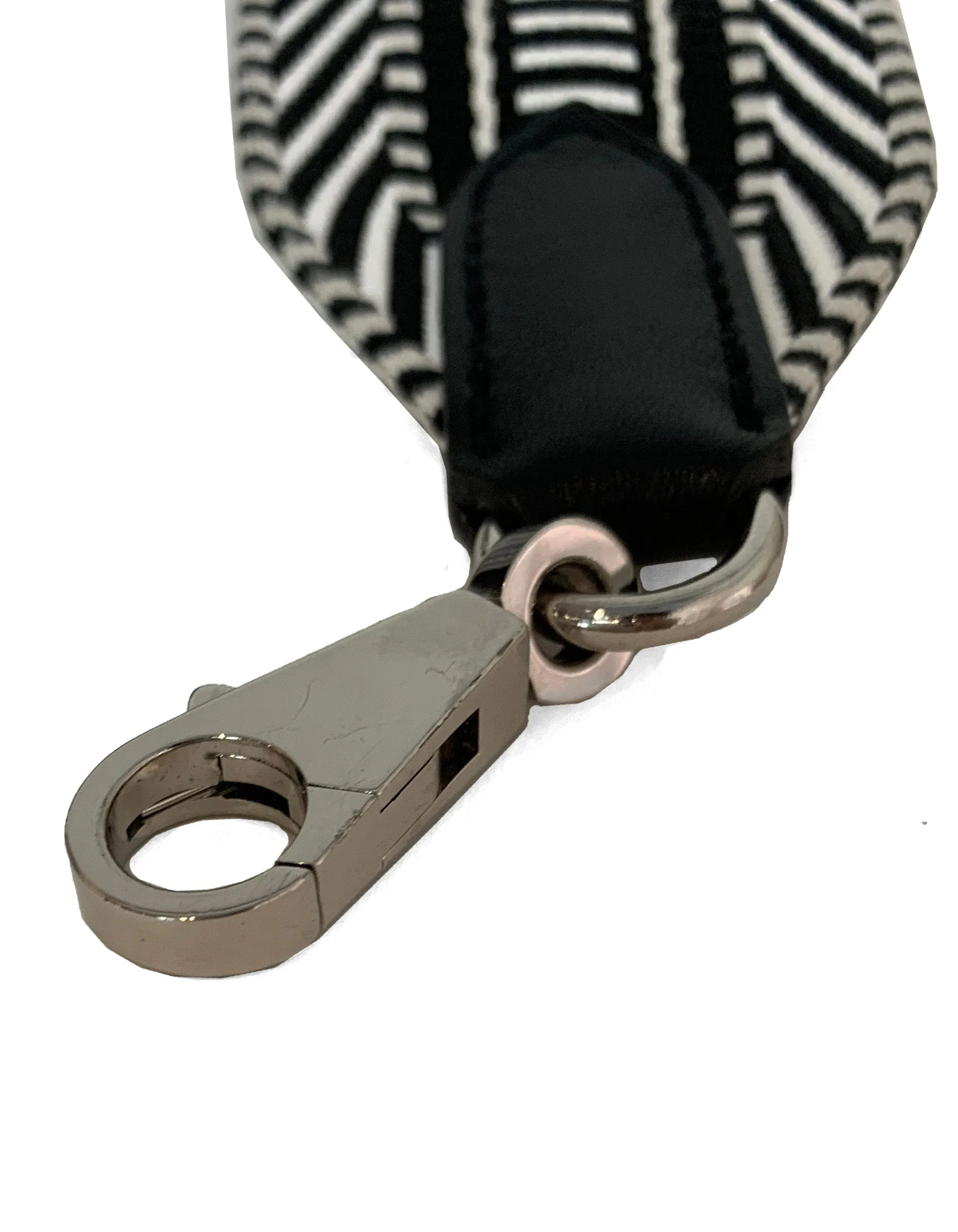 Hermes 2018 Black/White Toile Canvas Noir Leather Sangle Cavale 50mm Bag Strap