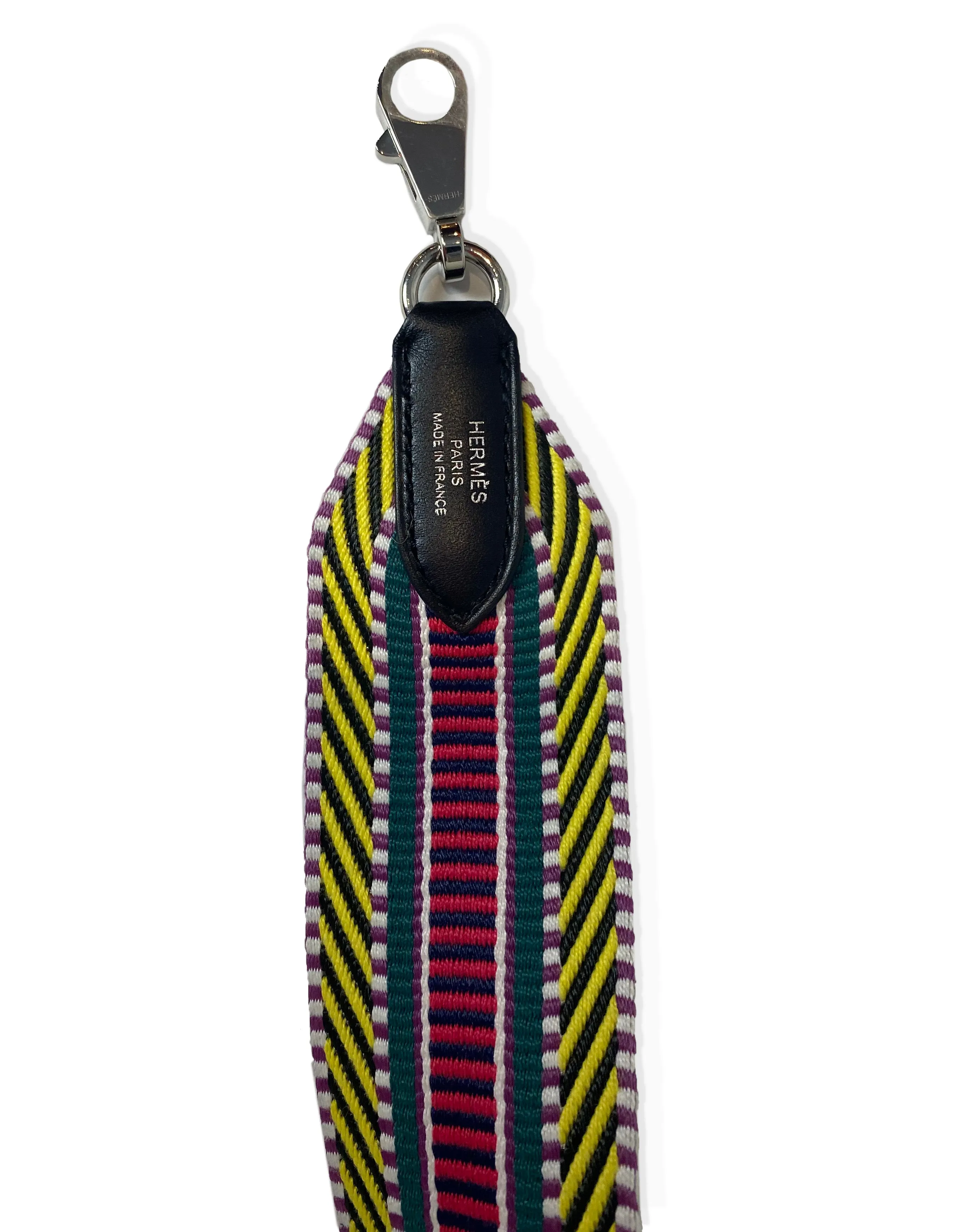 Hermes 2018 Multicolore Toile Canvas Noir Leather Sangle Cavale 50mm Bag Strap