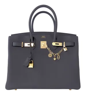 Hermes Graphite 35cm Togo Birkin Gold Hardware GHW Dark Gray Bag
