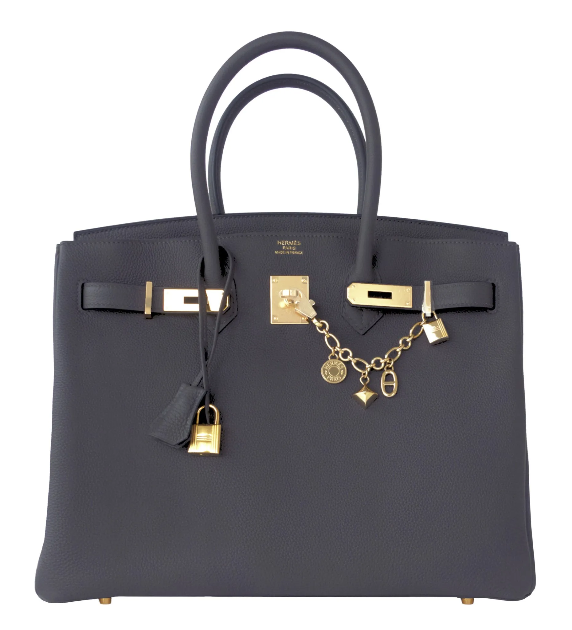 Hermes Graphite 35cm Togo Birkin Gold Hardware GHW Dark Gray Bag