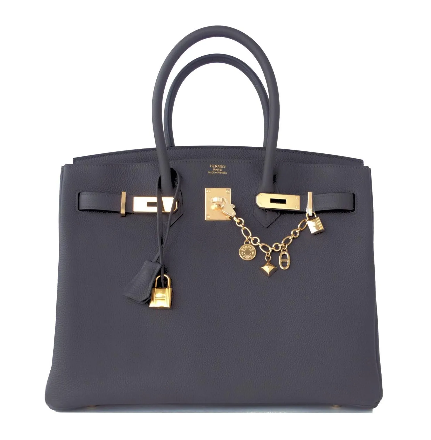 Hermes Graphite 35cm Togo Birkin Gold Hardware GHW Dark Gray Bag