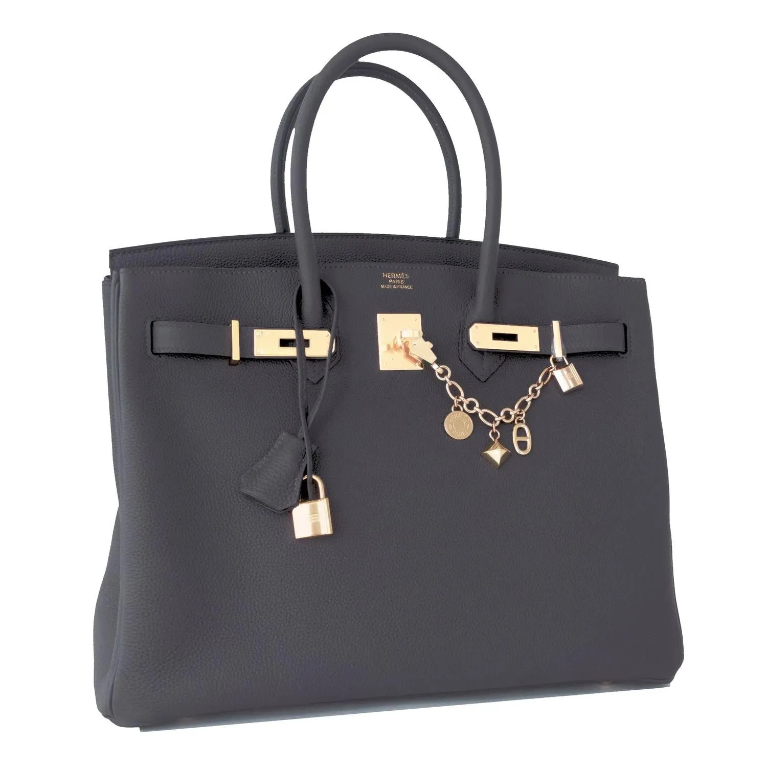 Hermes Graphite 35cm Togo Birkin Gold Hardware GHW Dark Gray Bag