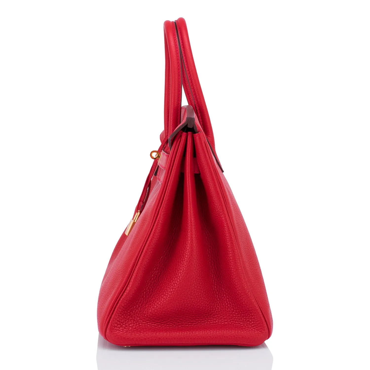 Hermes Rouge Casaque Lipstick Red 35cm Clemence Birkin Bag Gold Hardware