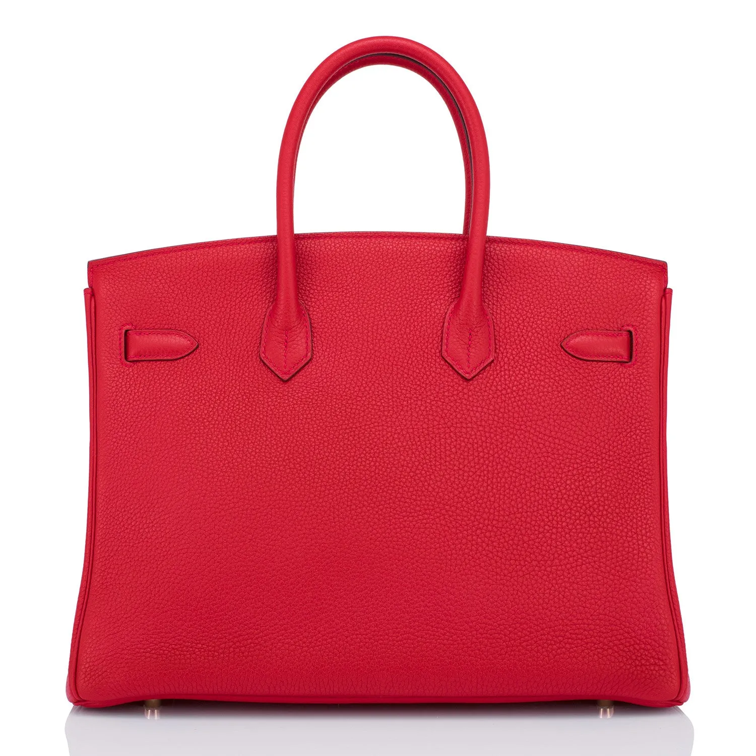 Hermes Rouge Casaque Lipstick Red 35cm Clemence Birkin Bag Gold Hardware