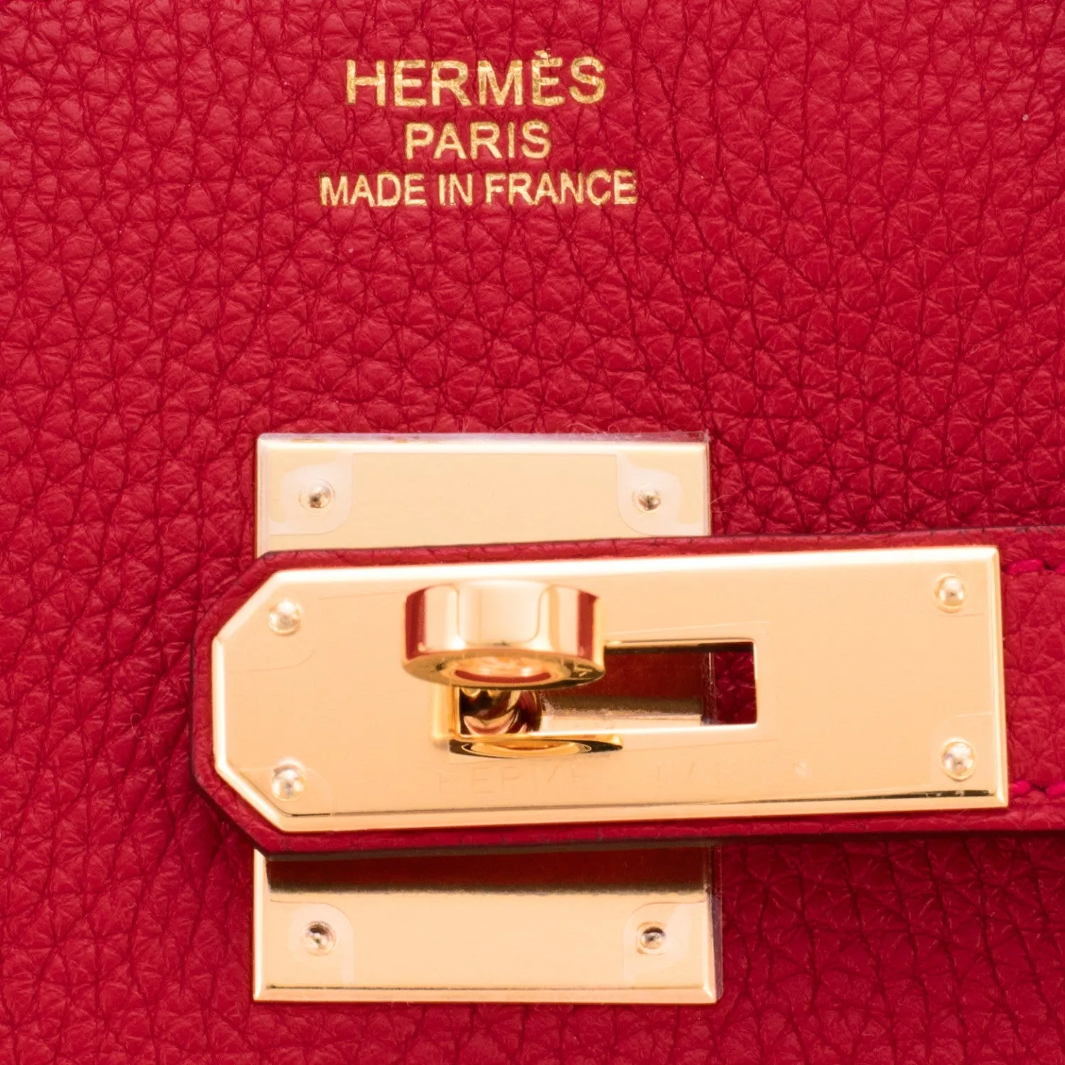Hermes Rouge Casaque Lipstick Red 35cm Clemence Birkin Bag Gold Hardware