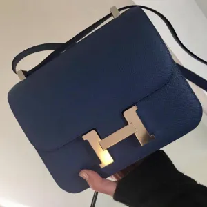 Hermès Constance 24 Bleu Agate/Gris Mouette Verso Epsom Palladium Hardware PHW