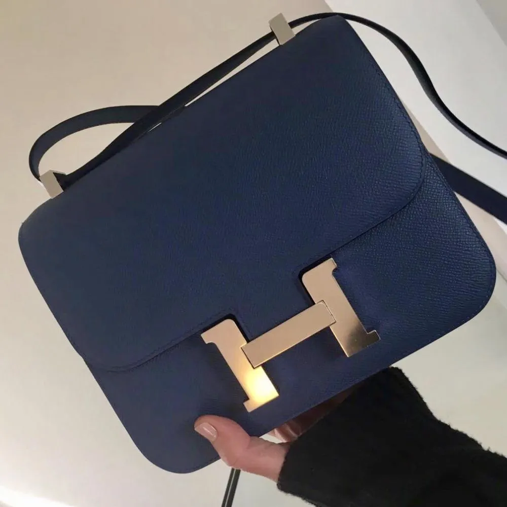 Hermès Constance 24 Bleu Agate/Gris Mouette Verso Epsom Palladium Hardware PHW