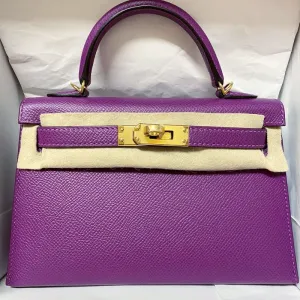 Hermès Kelly 20 Anemone Sellier Epsom Gold Hardware GHW
