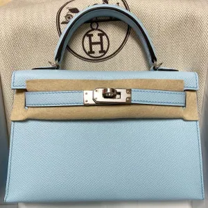 Hermès Kelly 20 Bleu Zephir Sellier Epsom Palladium Hardware PHW