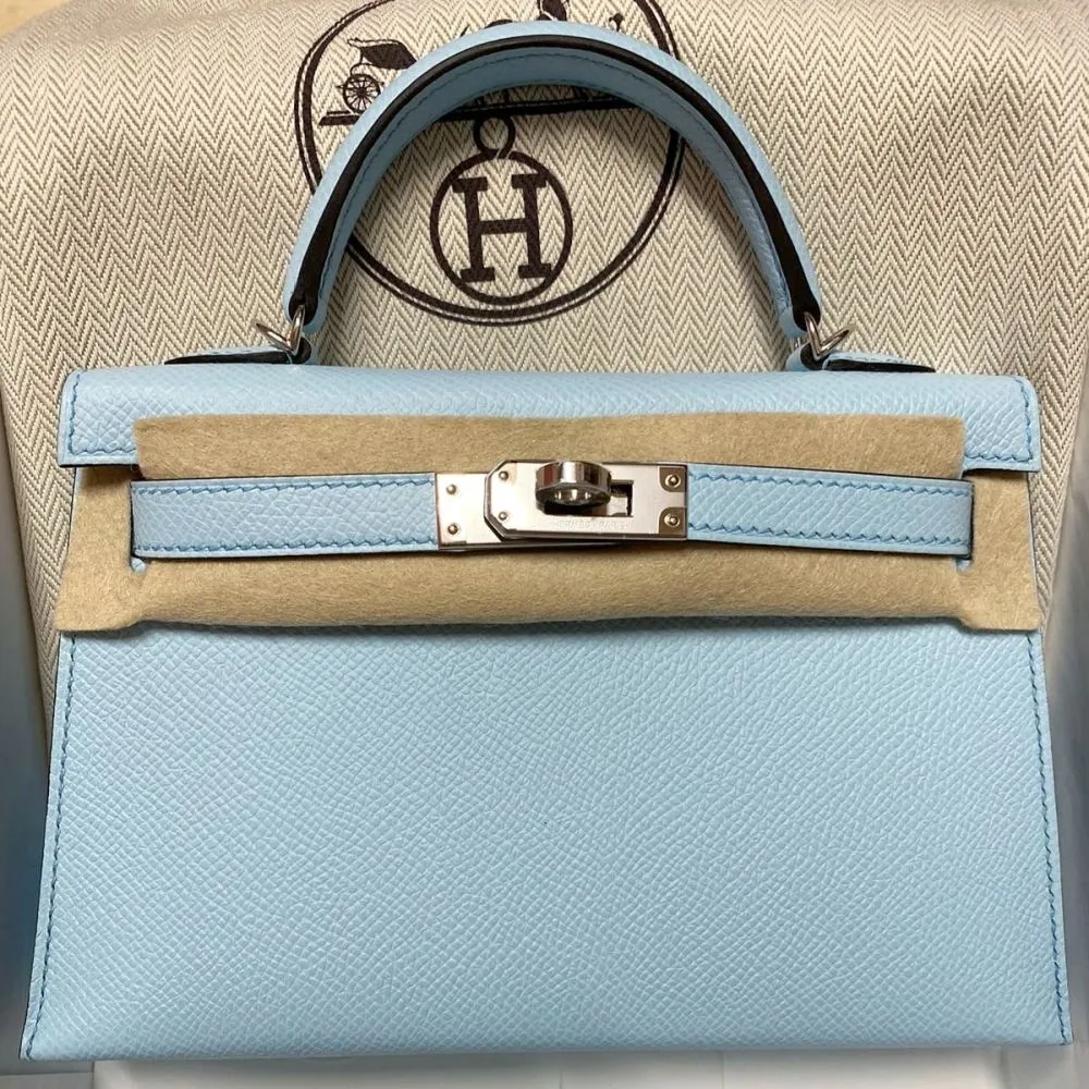 Hermès Kelly 20 Bleu Zephir Sellier Epsom Palladium Hardware PHW