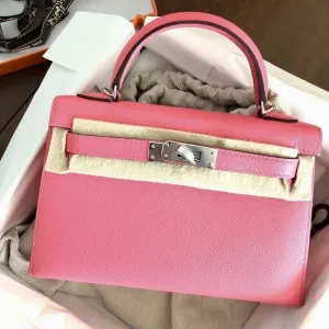 Hermès Kelly 20 Rose Azalee Sellier Epsom Palladium Hardware PHW