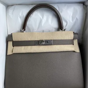 Hermès Kelly 28 Gris Etain Sellier Epsom Palladium Hardware PHW