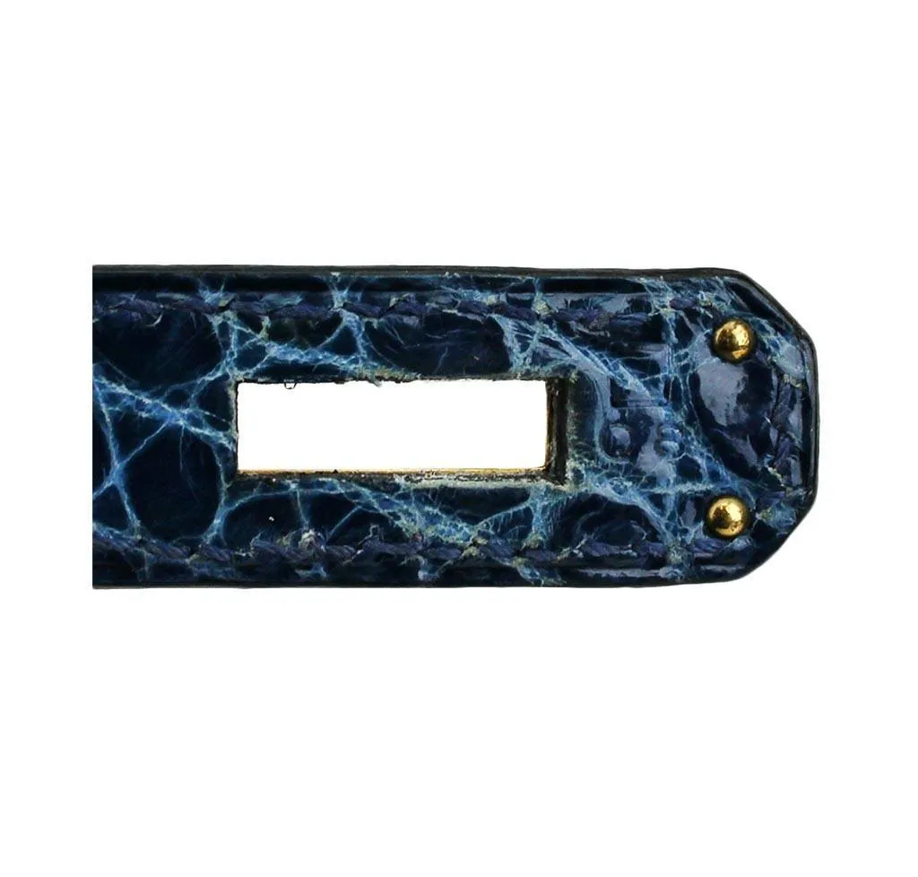 Hermès Kelly 32 Blue Roi Niloticus Crocodile Bag