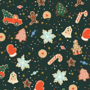 Holiday Classics - Christmas Cookies - Evergreen Metallic Fabric by Rifle Paper Co. for C   Steel
