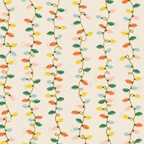 Holiday Classics - Holiday Lights - Cream Metallic Fabric -- Rifle Paper Co. for Cotton   Steel