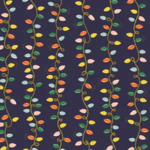Holiday Classics - Holiday Lights - Navy Metallic Fabric -- Rifle Paper Co. for Cotton   Steel