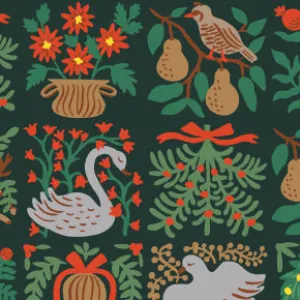 Holiday Classics - Holiday Tapestry - Evergreen Fabric by Rifle Paper Co. for C   Steel