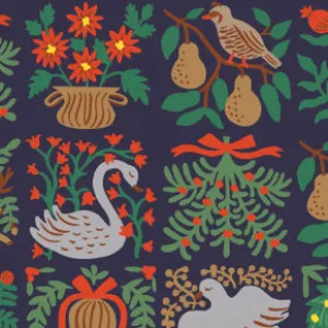 Holiday Classics - Holiday Tapestry - Navy Fabric by Rifle Paper Co. for C   Steel