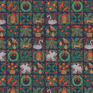 Holiday Classics - Holiday Tapestry - Navy Fabric by Rifle Paper Co. for C   Steel